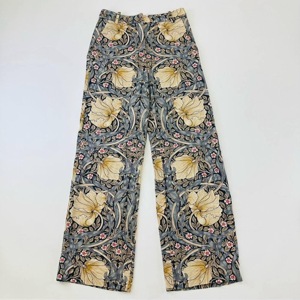 William Morris print womens trousers Size 4 H&M collab Chinoiserie